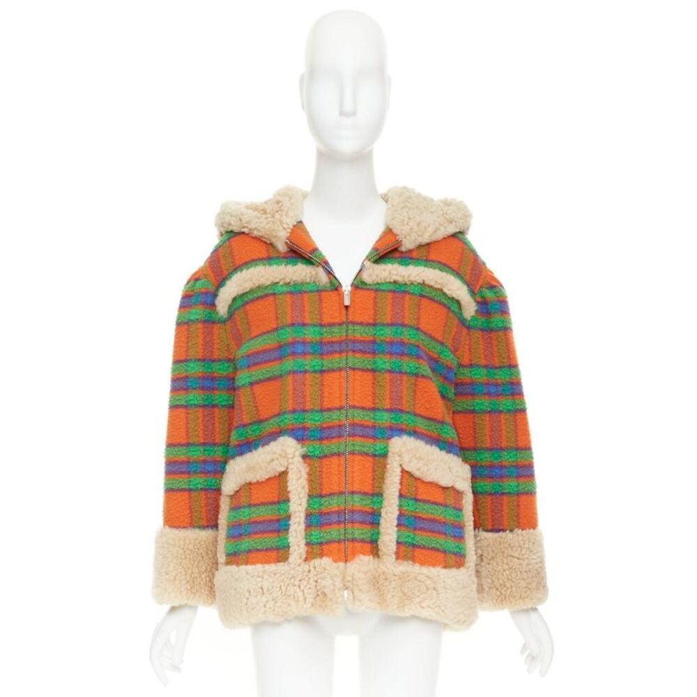 Miu Miu Plaid Casentino Shearling wool sheepskin fur boxy jacket - Picture 10 of 10